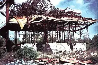 The ruins of the Tea House after occupation