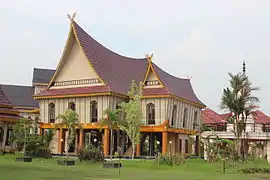Rumah Lancang or Rumah Lontiok style, a traditional Malay Indonesians house from Riau, Sumatra, Indonesia