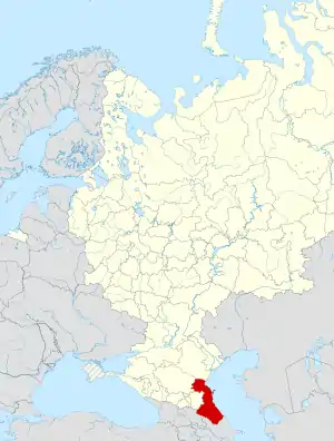 Location of Dagestan (red)within European Russia