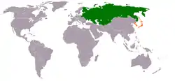 Map indicating locations of Russian Empire and Empire of Japan