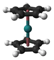 Ball-and-stick model of ruthenocene molecule