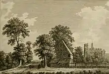 View from the road (1777 engraving), facing south-west