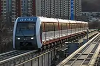 Line S1 features low-to-mid speed maglev trains that run on a maglev track and use 1,500 V DC power. The S1 maglev trains have six cars per train and can reach a top speed of 100 km/h (62 mph).