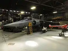 A SAAF Mirage F1 on static display as part of the South African Air Force Museum.