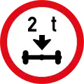 Vehicles exceeding 2 tonnes on a single axle prohibited