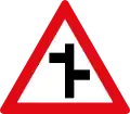 Staggered side-road junctions ahead