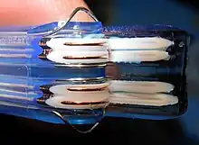 SATA cable showing the two foil shielded differential pairs.