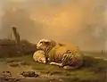 Resting sheep with lamb (1840) by Eugène Joseph Verboeckhoven