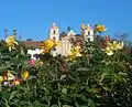 View of the Santa Barbara Mission from the Rose Garden