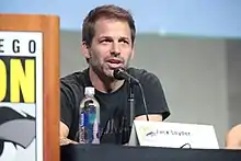 Zack Snyder speaking at the 2015 San Diego Comic Con International in San Diego, California.