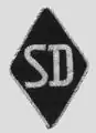 SD diamond. Here with white piping, as used by members of the Gestapo when in uniform (if members of the SS).