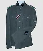M43 field tunic, with SS rank insignia and SD diamond on lower part of sleeve
