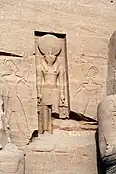 Central, inset statue of Ra-Horakhty at the Great Temple