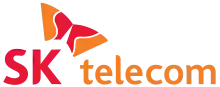 The words 'SK telecom' written in orange, with a simple image of a butterfly above it.