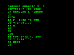 HuBASIC program listing