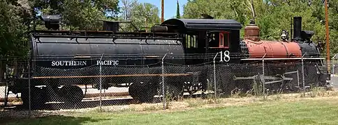 The engine #18, painted in Southern Pacific livery, currently located in Independence, California. Restored and Operable.