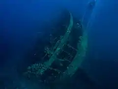 Stern view of the wreck