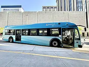 Spokane Transit Proterra ZX5 with blue wave livery