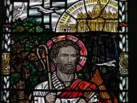 Detail of the Saint Peter window at SS Peter & Paul, Newport, Shropshire, by Margaret Rope