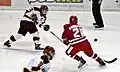 Saara Tuominen in a game against the University of Wisconsin Badgers at the DECC arena in Duluth, MN on Sunday, 17 January 2010.