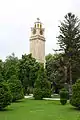 The Clock Tower within the park surrounding it.