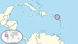 Location of Saba (island) (circled in red)in the Caribbean