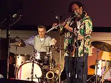 Sabir Mateen playing flute with drummer Steve Noble