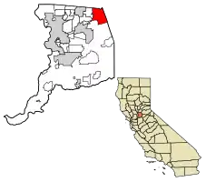 Location of Folsom in Sacramento County, California