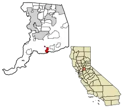 Location of Galt in Sacramento County, California