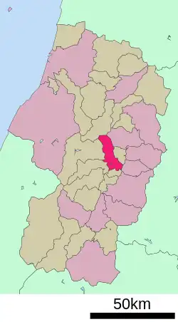 Location of Sagae in Yamagata Prefecture