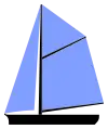 Sloop: single mast with a gaff-rigged mainsail and topsail on the mainmast