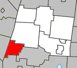 Location within La Haute-Yamaska RCM.