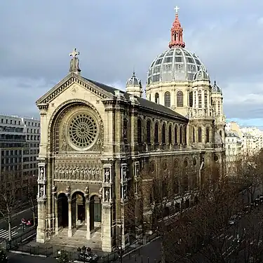 The Church of Saint Augustine (1860–1871), designed by architect Victor Baltard, had a revolutionary iron frame, but an eclectic Neo-Renaissance exterior