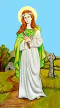 A devotional image of Saint Fledh, an Irish saint