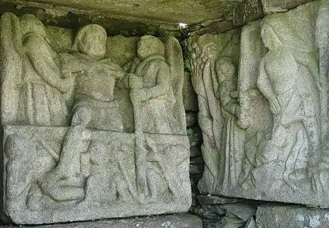 Another view of the resurrection on the left  and the expulsion from Eden on the right