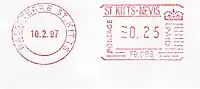 Saint Kitts and Nevis meter stamp displaying St Edward's Crown