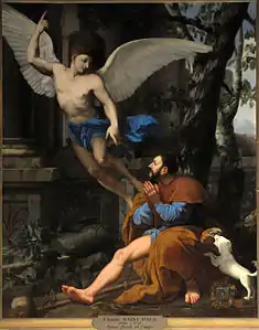 "Saint Roche and the Angel" by Claude Simpol (c. 1680-1700) (Chapel 17, now entrance to sacristy)