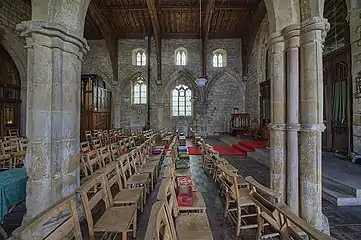 The blocked off north aisle from the south aisle.