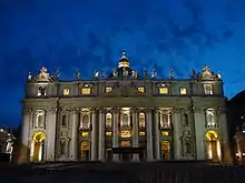 A photograph of the façade of St. Peter's Basilica