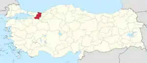 Location of the province within Turkey