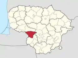 Location of Šakiai district municipality within Lithuania