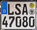 The EU uses the emblem in a number of ways, here on vehicle registration plates. The "D" in this photo indicates Germany (Deutschland).