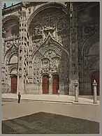 Western facade of the New cathedral of Salamanca, in 1890, color photochrom. Library of Congress.
