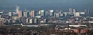 Image of the skyline of Salford, from a distance