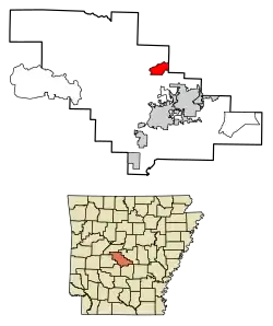 Location of Avilla in Saline County, Arkansas.
