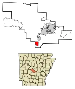 Location of Traskwood in Saline County, Arkansas.