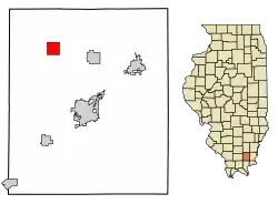 Location of Galatia in Saline County, Illinois.