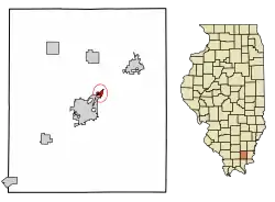 Location of Muddy in Saline County, Illinois.