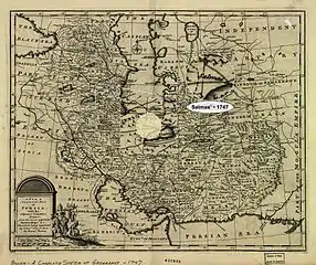 Salmas in 1747 Bowen Map of the "Persian Empire" at the Time of Afsharid dynasty • Modified by Hassan Jahangiri