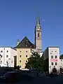 Franciscan Church tower from Max-Reinhardt-Platz